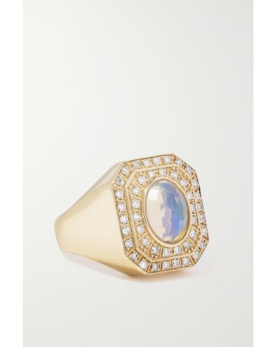 Jacquie Aiche Ring Aus 14 Karat Gold Mit Opal Und Diamanten - Natur