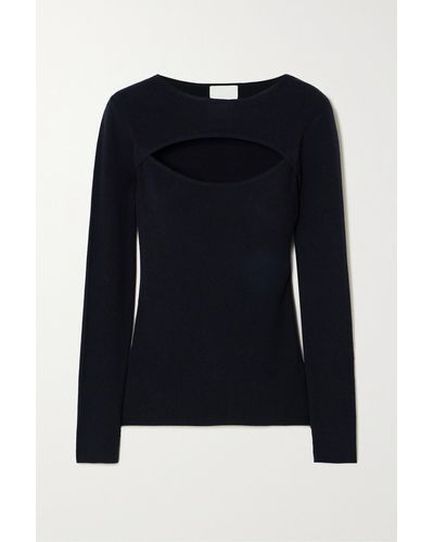 Allude Cutout Ribbed Wool Jumper - Blue