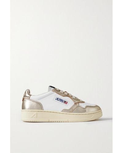 Autry Medalist Low Metallic Leather Trainers