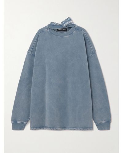 Y. Project Triple Collar Garment-dyed Cotton-jersey Sweatshirt - Blue