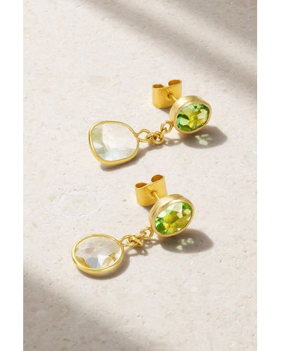 Pippa Small 18-karat Gold, Aquamarine And Peridot Earrings - Metallic