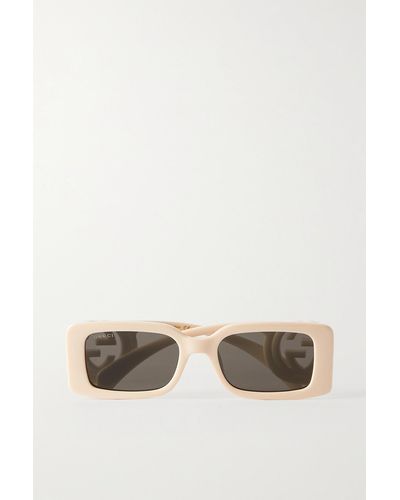 Gucci Gg Chaise Lounge Sonnenbrille Mit Eckigem Rahmen Aus Azetat - Weiß
