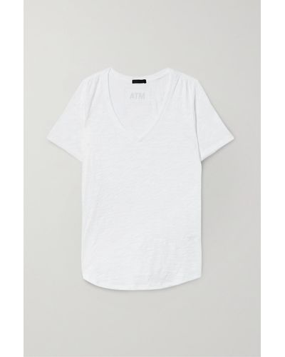 ATM T-shirt En Jersey De Coton Flammé - Blanc