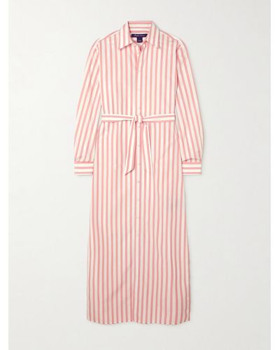 Ralph Lauren Collection Ysabella Striped Cotton-poplin Maxi Shirt Dress - Pink