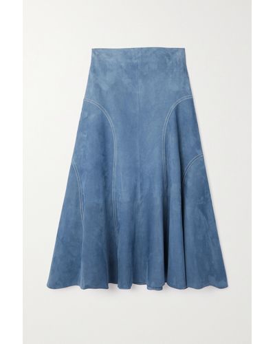 Chloé Suede Midi Skirt - Blue