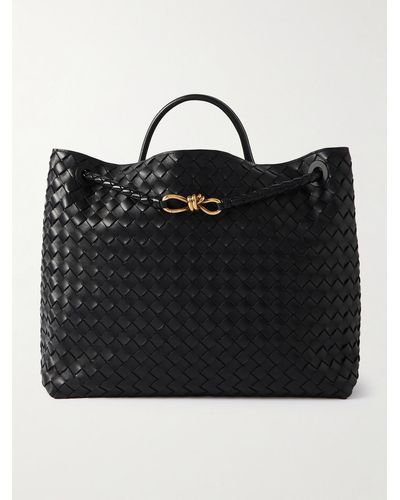 Bottega Veneta Andiamo Embellished Intrecciato Leather Tote - Black