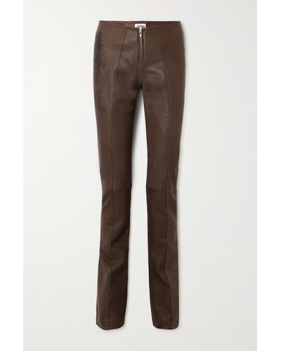 Jean Paul Gaultier Printed Leather Bootcut Pants - Brown