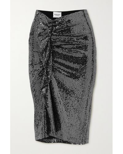 Isabel Marant Dolene Ruffled Sequined Tulle Skirt - Black