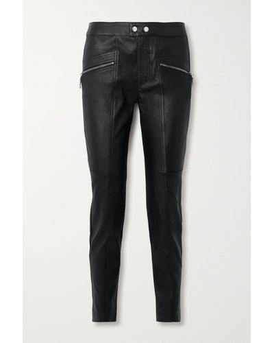 Isabel Marant Hizilis Leather Slim-leg Trousers - Black
