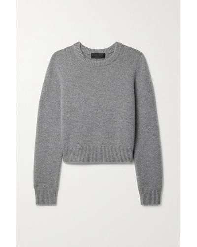 Nili Lotan Poppy Cropped Brushed Cashmere Sweater - Gray