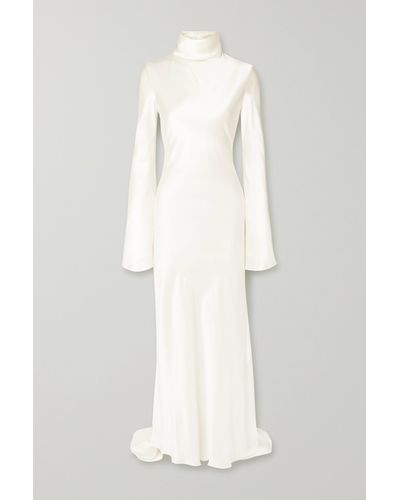 Ellery Silk-satin Turtleneck Gown - White