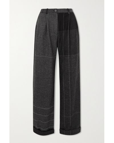 McQ In Dust Prince Of Wales Checked Wool Wide-leg Trousers - Grey