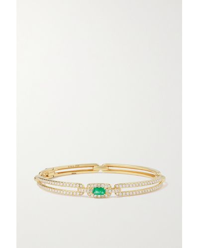 David Yurman Stax 18-karat Gold, Diamond And Emerald Bracelet - Green