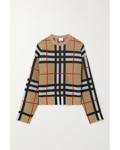 Burberry Checked Knitted Jumper - Black