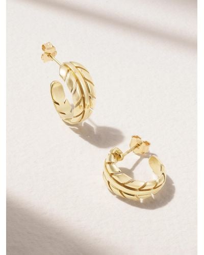Jennifer Meyer Small Leaf 18-karat Gold Hoop Earrings - Metallic