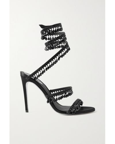 Rene Caovilla Chandelier Sandals In Rhinestone Crystals - Black