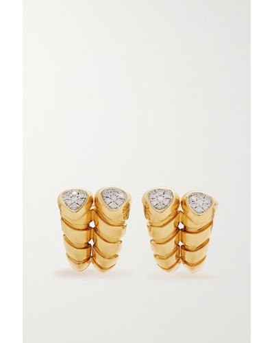 Marina B Trisolina Double 18-karat Gold Diamond Earrings - Metallic