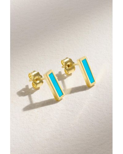 Jennifer Meyer Boucles D'oreilles En Or 18 Carats (750/1000) Et Turquoises - Bleu