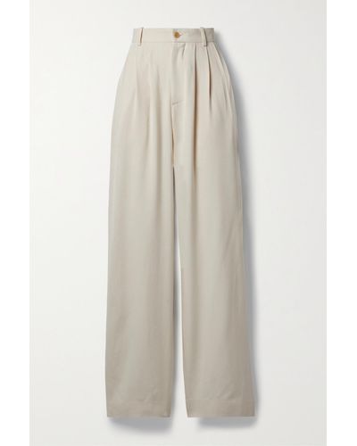 The Row Rufos Pleated Cotton Wide-leg Trousers - White