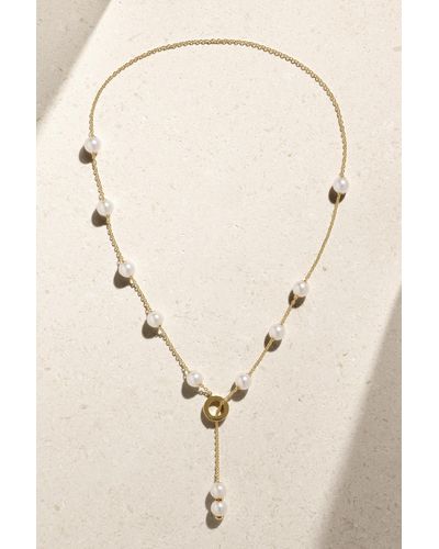 Mikimoto Pearls In Motion Kette Aus 18 Karat Gold Mit Perlen Und Diamanten - Natur