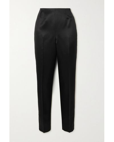 Gabriela Hearst + Net Sustain Masto Organic Wool And Silk-blend Satin Tapered Pants - Black