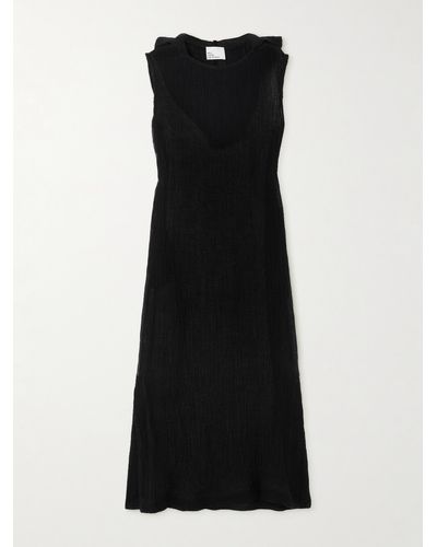 Lisa Marie Fernandez + Net Sustain Column Hooded Linen-blend Gauze Maxi Dress - Black