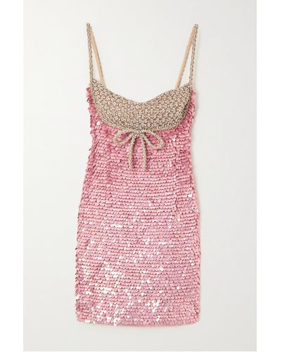 Valentino Garavani Bead-embellished Sequined Tulle Mini Dress - Pink