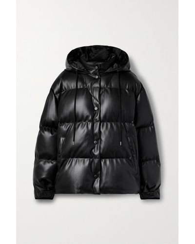 Stella McCartney + Net Sustain Wattierte Jacke Aus Gestepptem Kunstleder Mit Kapuze - Schwarz