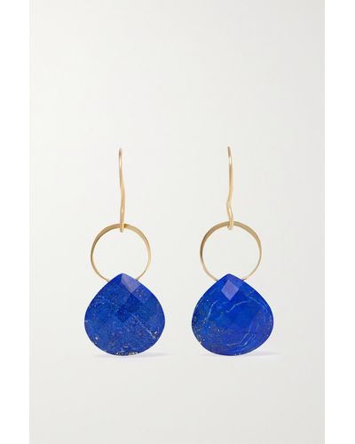 Melissa Joy Manning Boucles D'oreilles En Or 14 Carats (585/1000) Recyclé Et Lapis-lazuli - Bleu