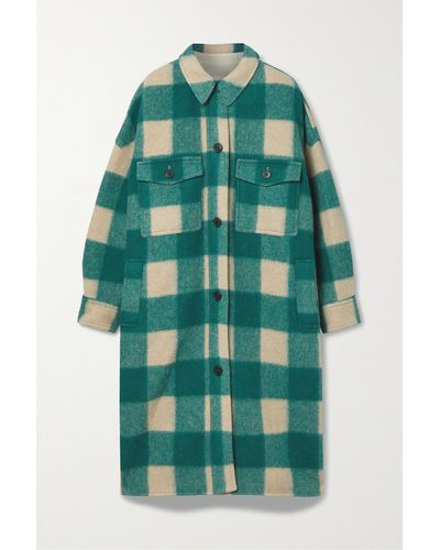 Isabel Marant Fontizi Oversized Checked Flannel Coat - Green