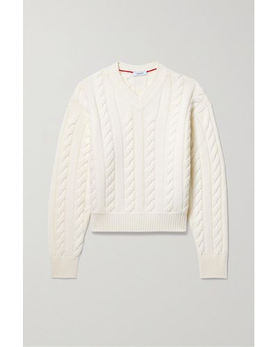 Ferragamo Pullover Aus Einer Woll-kaschmirmischung In Zopfstrick - Weiß