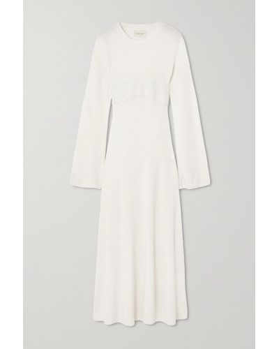 Loulou Studio Daroca Appliquéd Wool And Cashmere-blend Maxi Dress - White