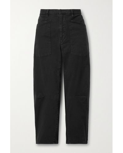 Nili Lotan Shon Cotton-blend Twill Tapered Trousers - Black