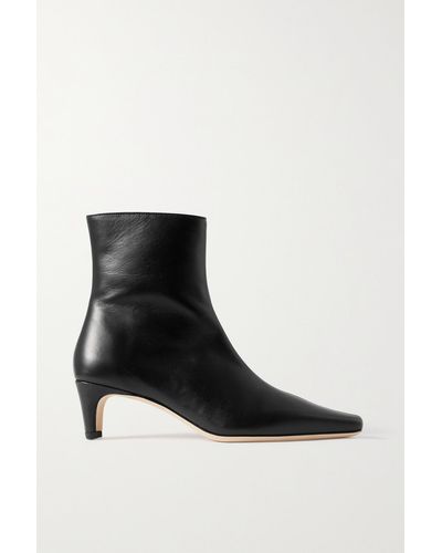 STAUD Wally Leather Ankle Boots - Black