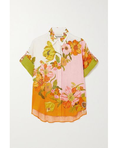 ALÉMAIS + Net Sustain Silas Floral-print Linen Shirt - Orange