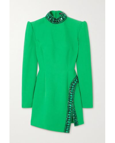 Andrew Gn Mini-robe À Col Montant En Crêpe À Cristaux - Vert