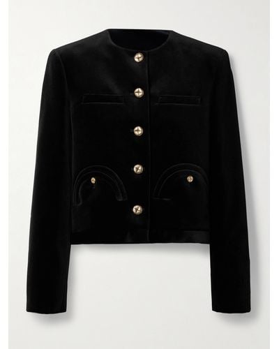 Blazé Milano Jealousy Cropped Cotton-velvet Jacket - Black