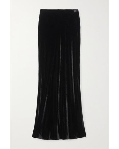 L'Agence Zeta Velvet Maxi Skirt - Black