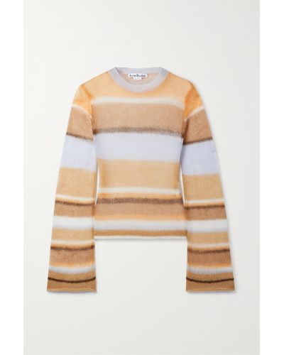 Acne Studios Striped Open-knit Mohair-blend Sweater - Brown