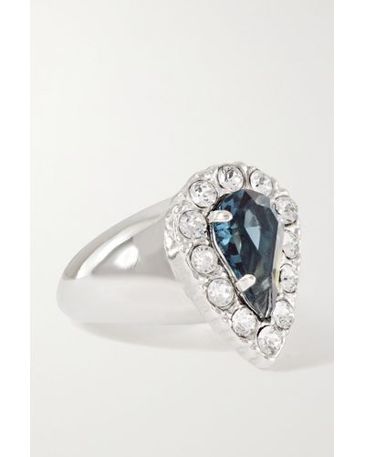 Saint Laurent Princess Ring Aus Silberfarbenem Material Mit Kristall - Blau