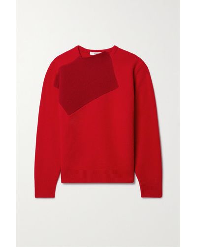The Row Enid Two-tone Wool And Cashmere-blend Sweater - Red