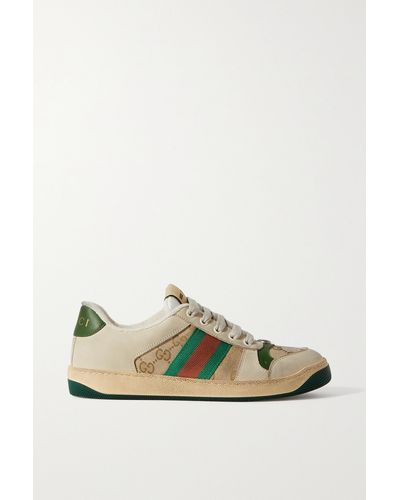 Gucci Screener Leather Trainer - White