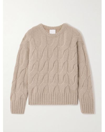 Allude Cable-knit Cashmere And Silk-blend Sweater - Natural