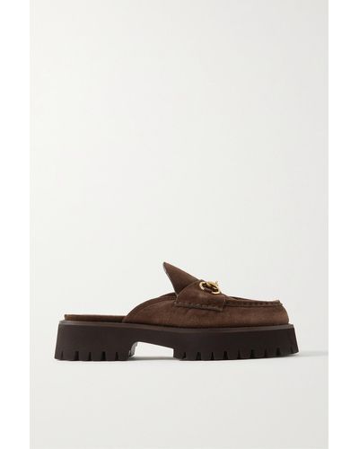 Gucci Sylke Horsebit-detailed Suede Mules - Brown