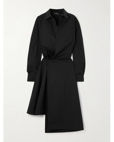 adidas Originals + Y-3 Wrap-effect Cotton-poplin Midi Dress - Black