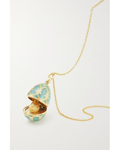 Faberge Heritage 18-karat Gold, Enamel And Diamond Necklace - Blue