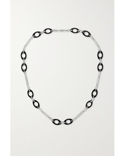 Fred Leighton Collection 18-karat White Gold, Jade And Diamond Necklace - Black