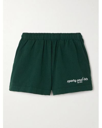 Sporty & Rich Disco Printed Cotton-jersey Shorts - Green
