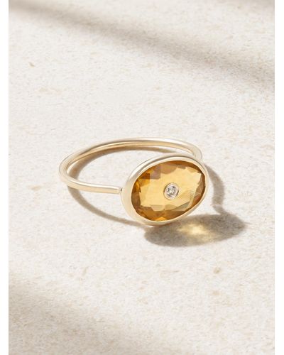 Pascale Monvoisin Orso 9-karat Gold, Honey Quartz And Diamond Ring - Natural