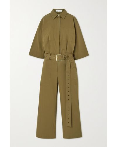 Michael Kors Jumpsuit Aus Popeline Aus Einer Biobaumwollmischung Mit Gürtel - Grün